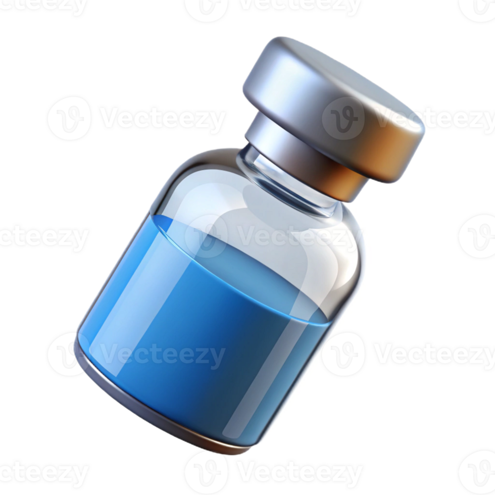 Vibrant glass bottle illustration for medical decor. png