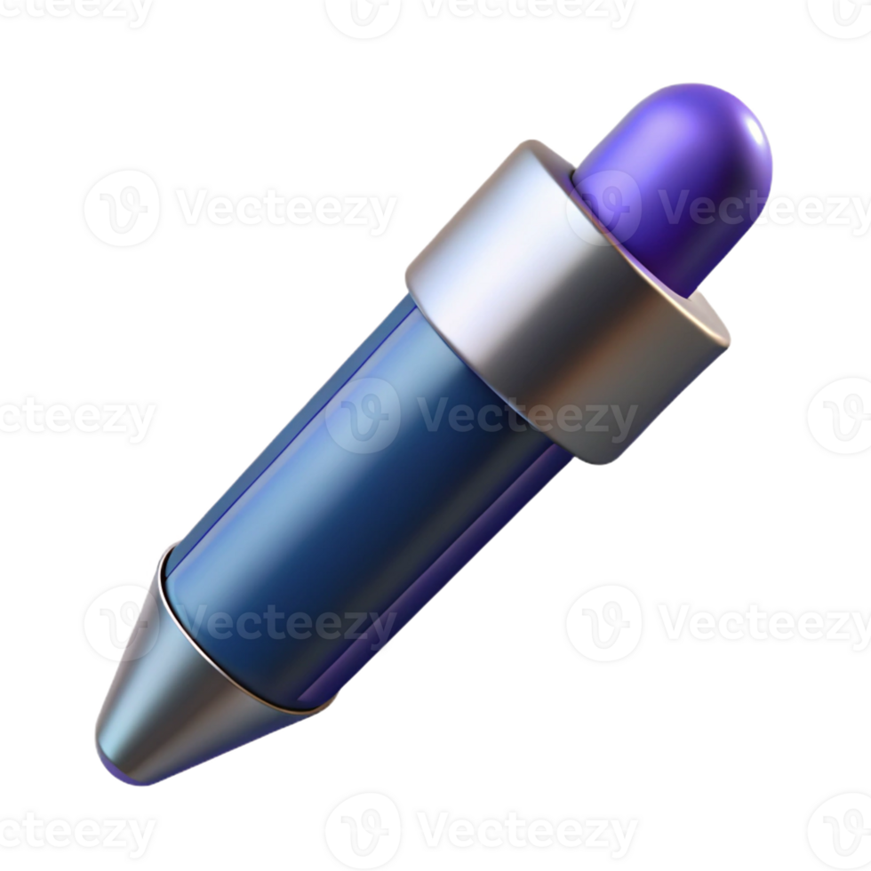 3D icon of a blue ballpoint pen with detailed tip. png