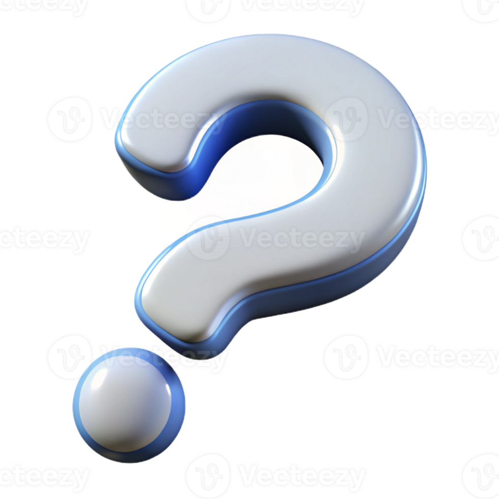 Vibrant question mark illustration with metallic texture. png