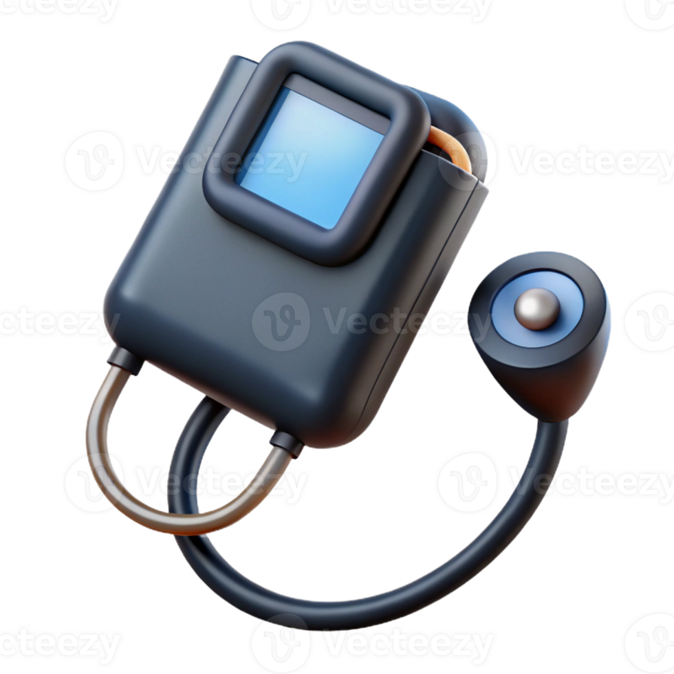 3D blood pressure monitor with cuff and display. png