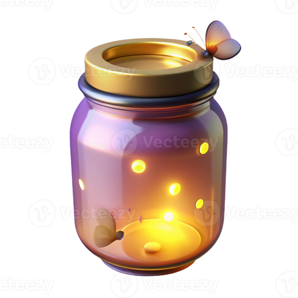 3D glowing jar icon with warm light effects. png