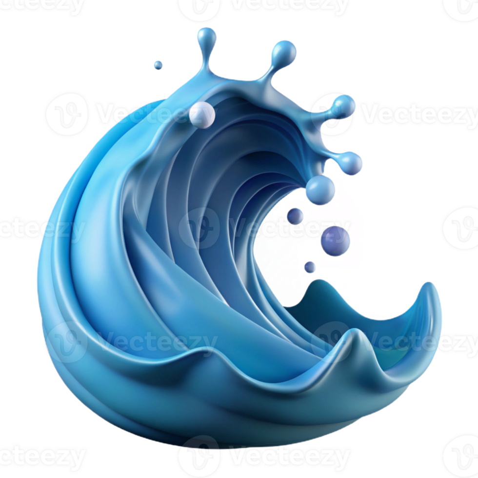 Realistic ocean wave design for beach and water themes. png