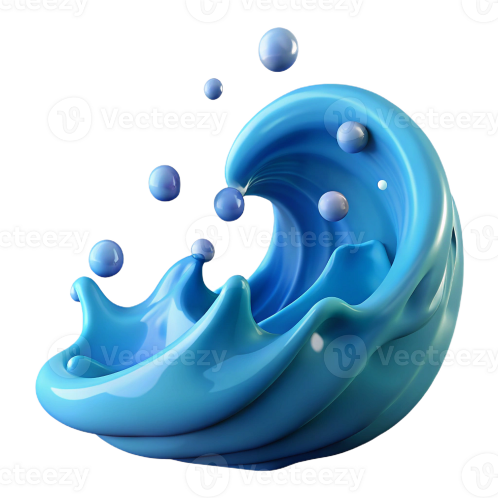 Vibrant blue wave with dynamic flow and foam. png