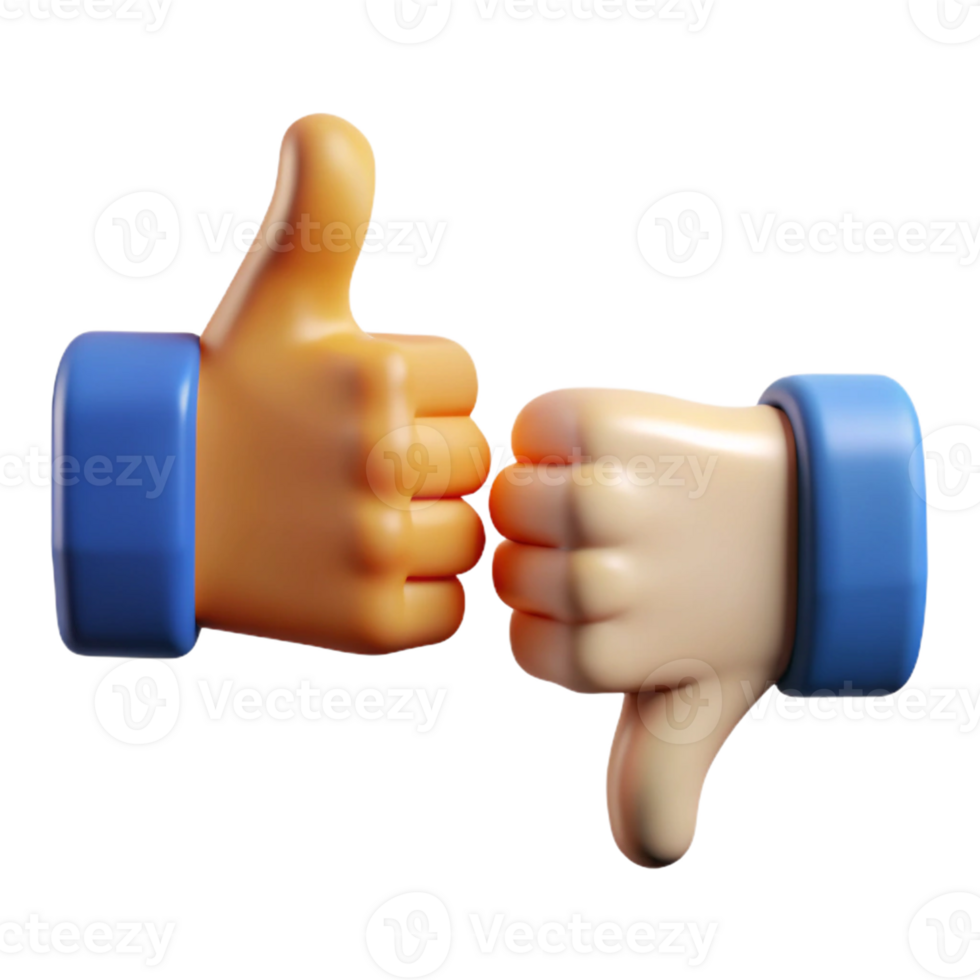 3D Thumbs-Up and Down Feedback Icons png
