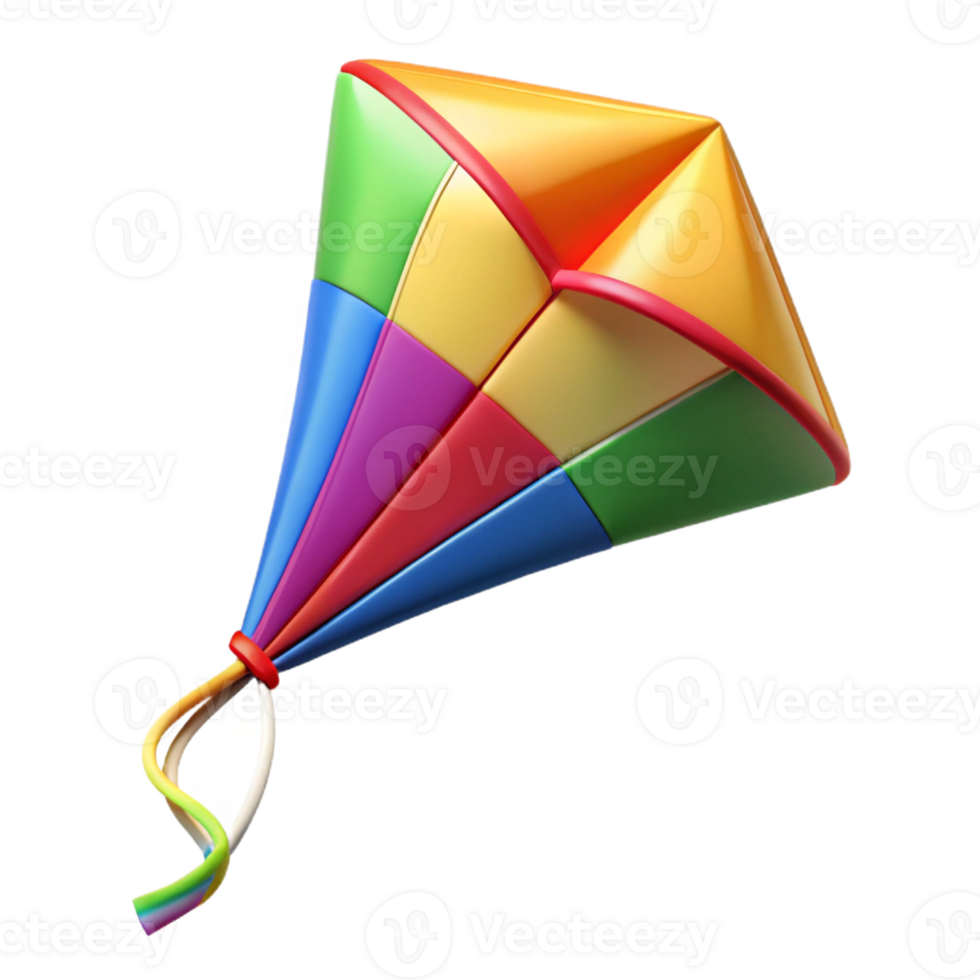 3D Vibrant Kite Soaring in Sky png