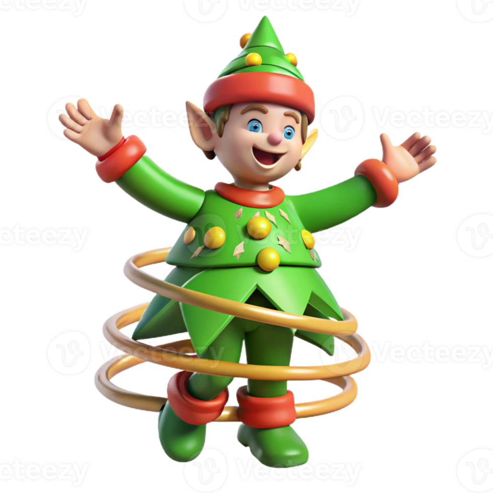Energetic Elf Enjoying Hula Hoop Fun png