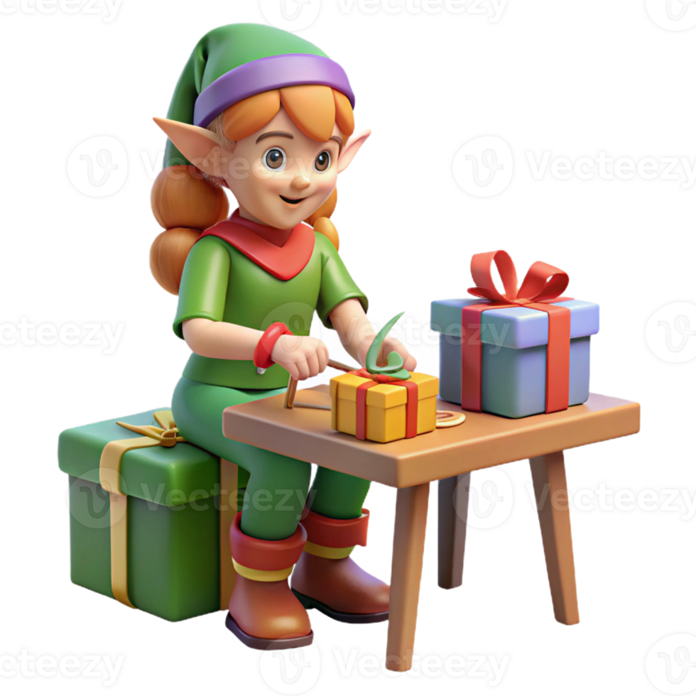 Cheerful Elf Busy with Holiday Preparations png