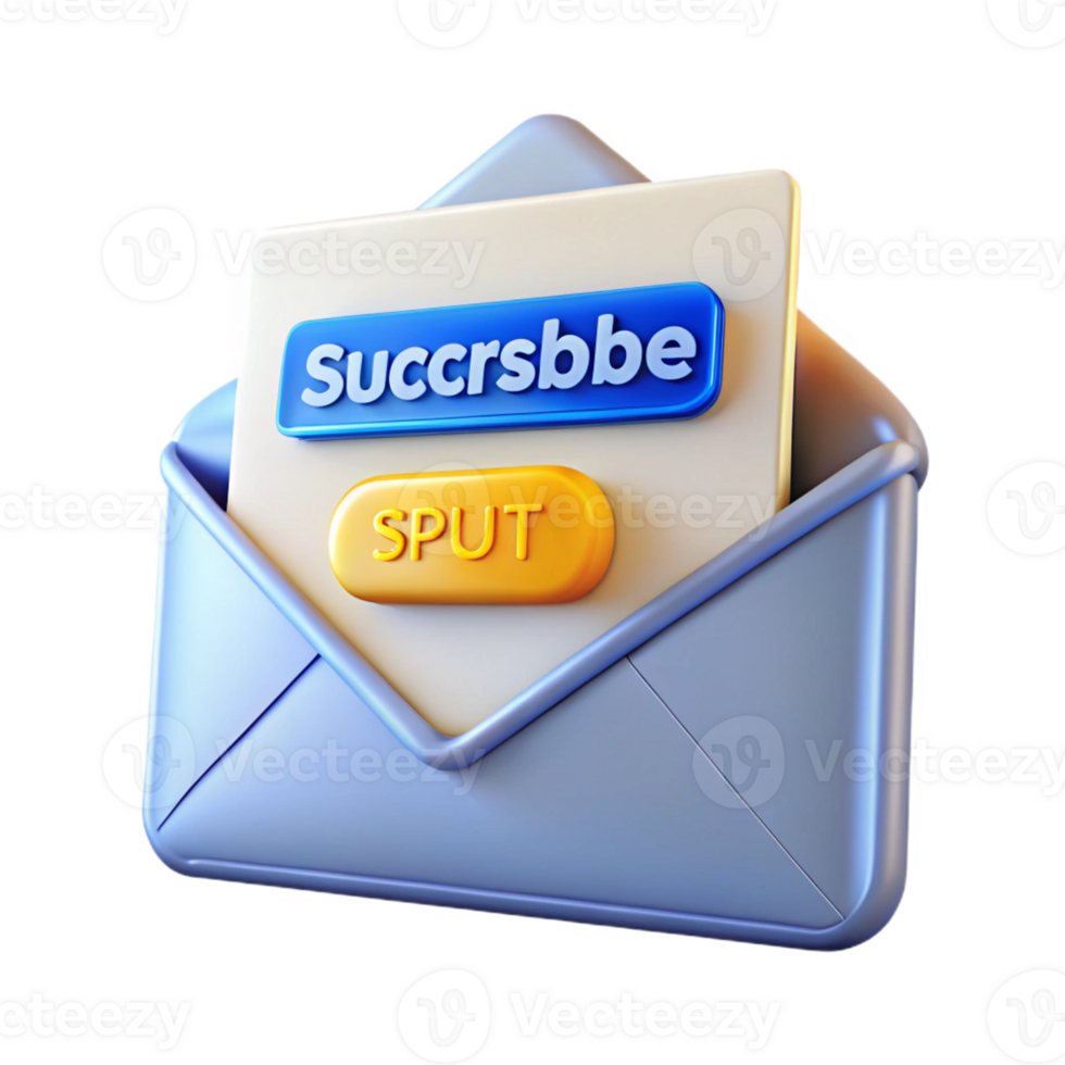 3D White Envelope With Subscribe Tag png