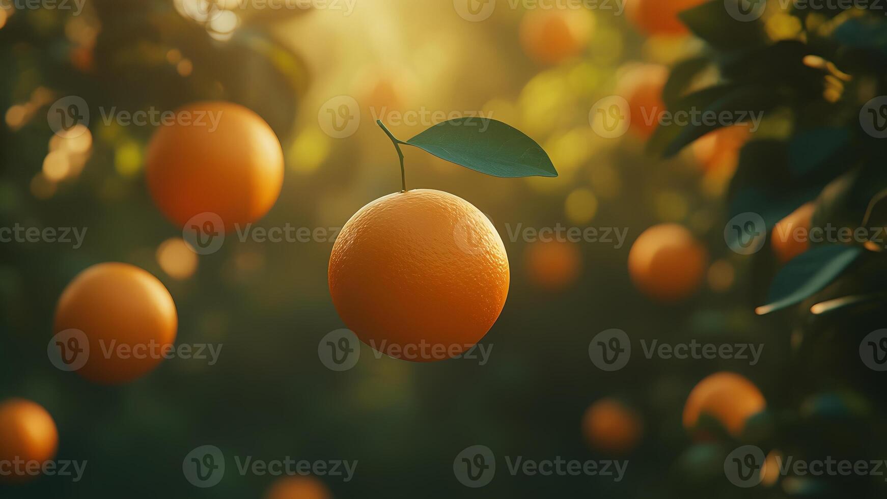Photo of a close up citrus fruit with an orange orchard background