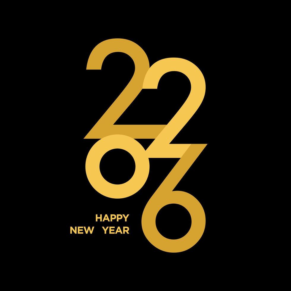 Happy New Year 2026 Number Design with golden colour on black Happy New Year 2026 Number Design with golden colour on black