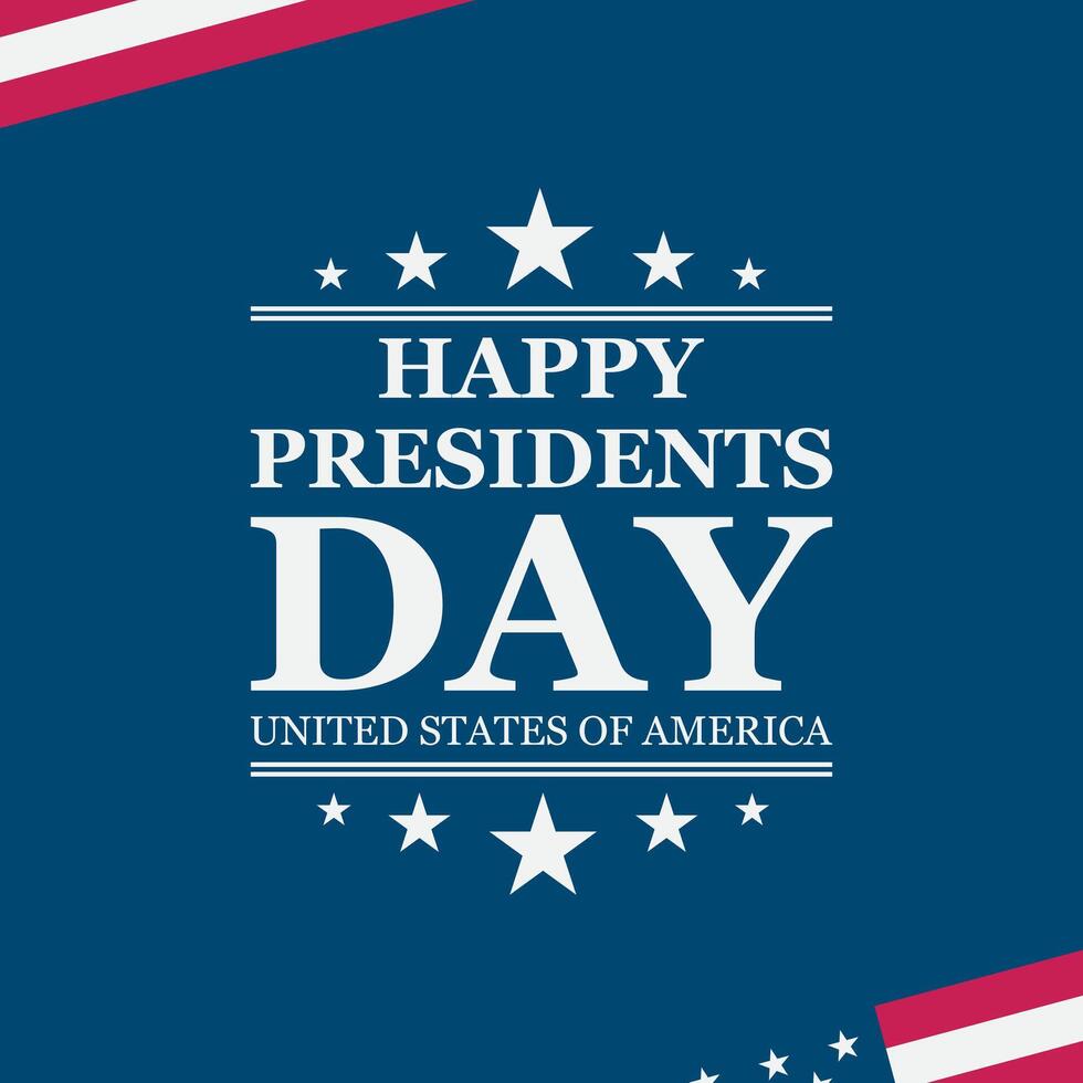 Presidents Day Greeting Card with USA Flag on Blue Background. vector