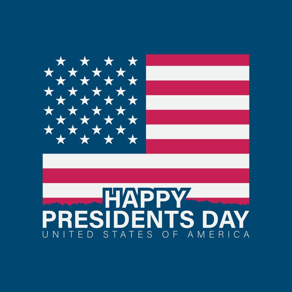 Simple Design for Presidents Day Celebration with USA Flag Illustration on Blue Background. vector