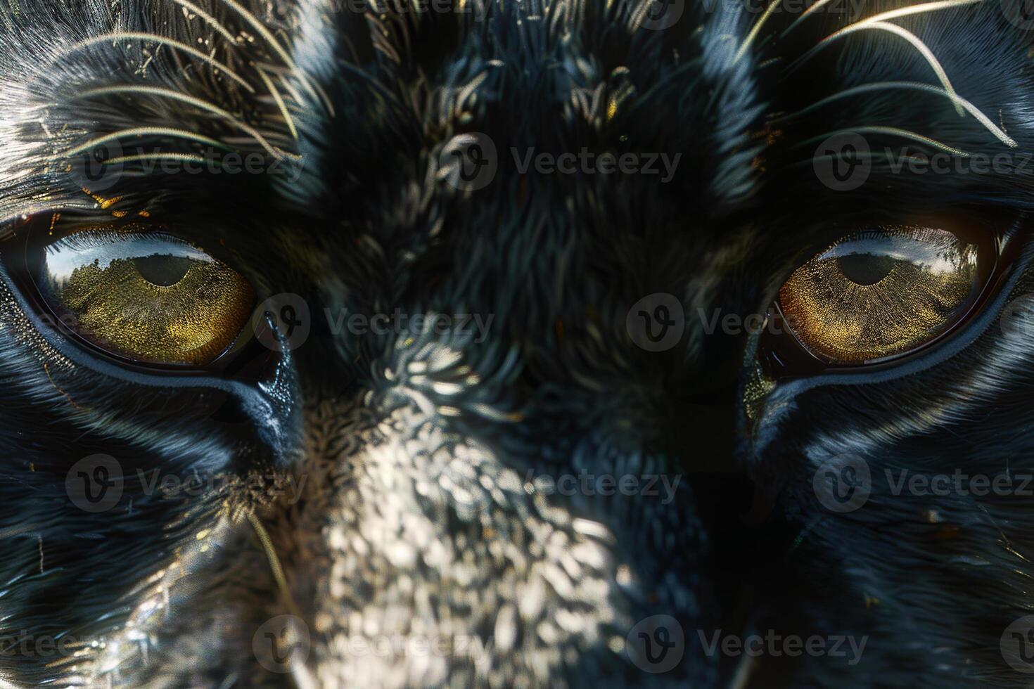 Eyes of black panther close up. The look of a predator. photo