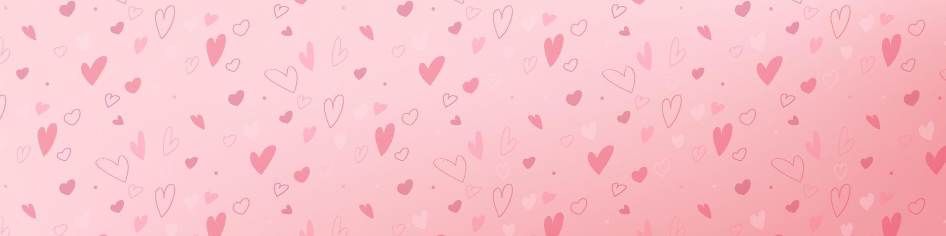 Valentines day banner card background with heart shaped vector