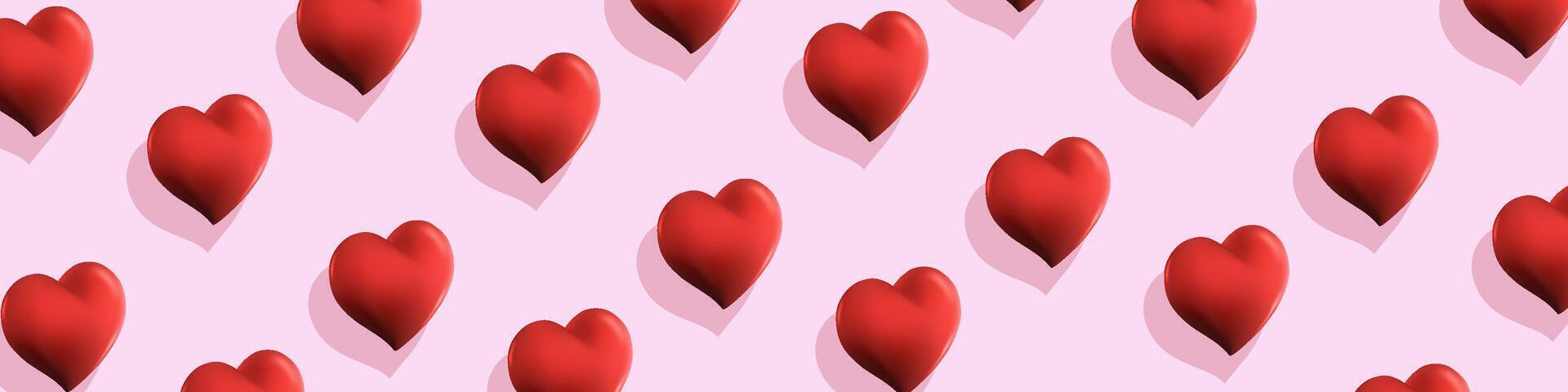 Valentines day banner background with 3D heart shaped vector