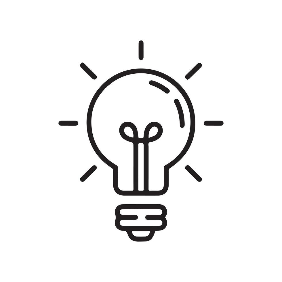 Simple Black Line Drawing of an Idea Light icon vector
