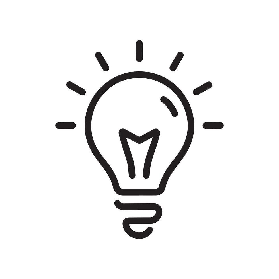 Simple Black Line Drawing of an Idea Light Bulb with line vector