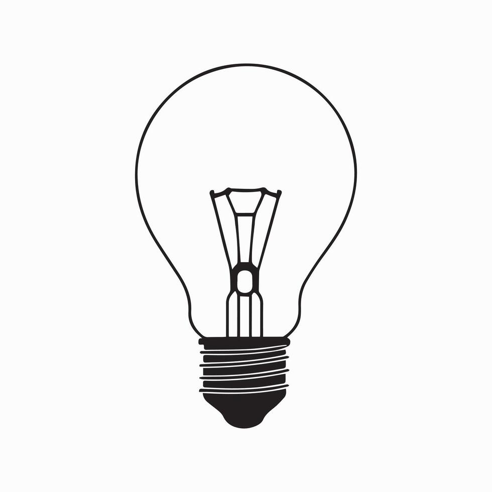 Simple but unique Black Line Drawing of an Idea Light Bulb vector