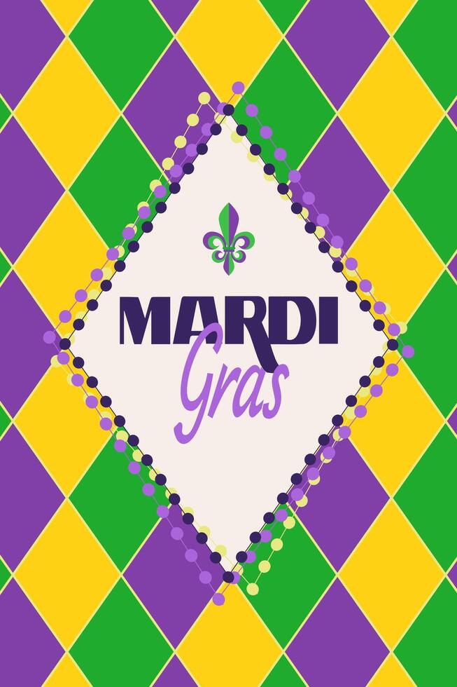 Dynamic carnival flyer with diamond pattern designed in vertical format template capturing lively atmosphere of masquerade celebration Perfect for event prints, greeting card and festive banner vector