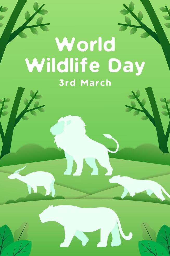 world wildlife day vertical banner illustration in paper art style vector