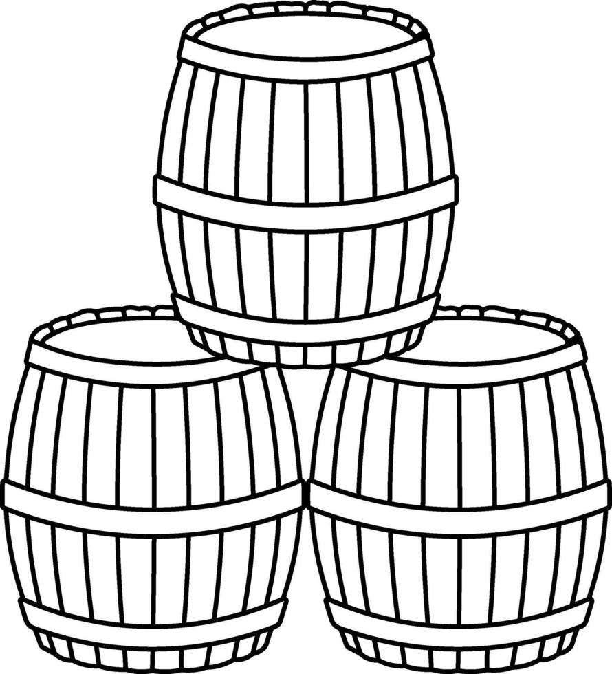 three black barrels for beer or alcoholic drinks without background vector
