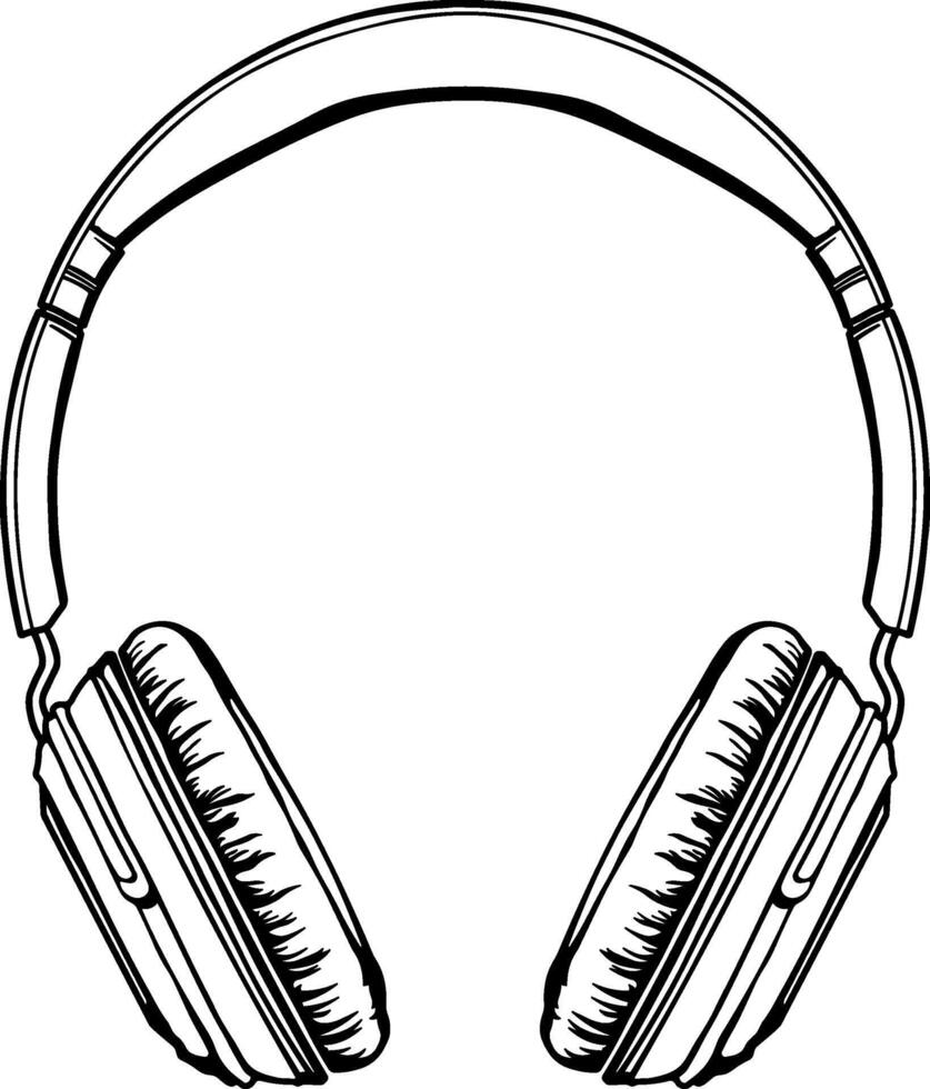 black silhouette of headphones or black headphones icon without background vector