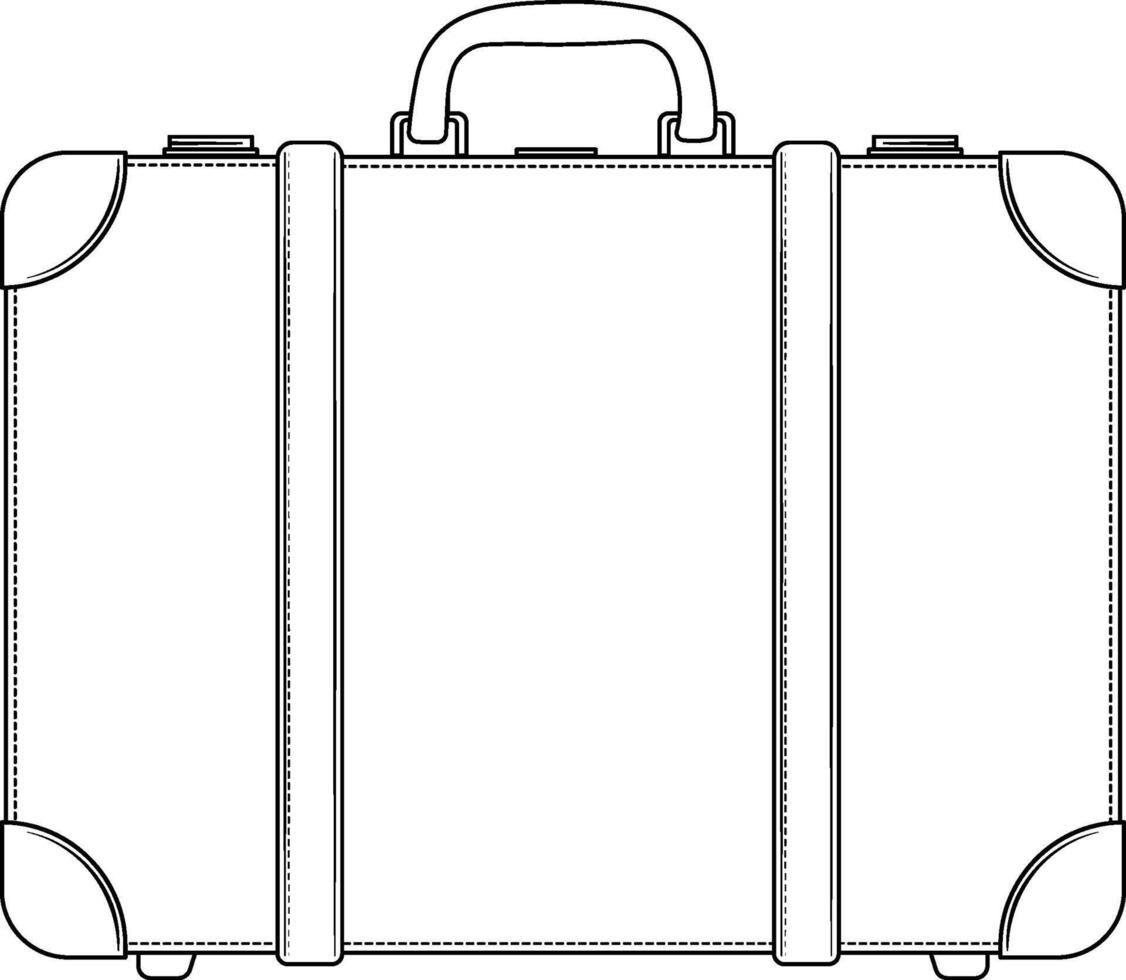 retro suitcase with black outline without background vector