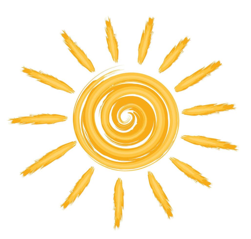 Logo of the summer bright sun with rays. vector