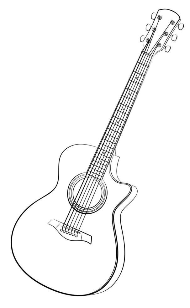 The Sketch of a classical acoustic guitar. vector