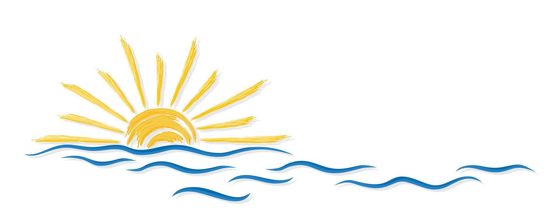 Dawn of the sun with the blue sea. vector