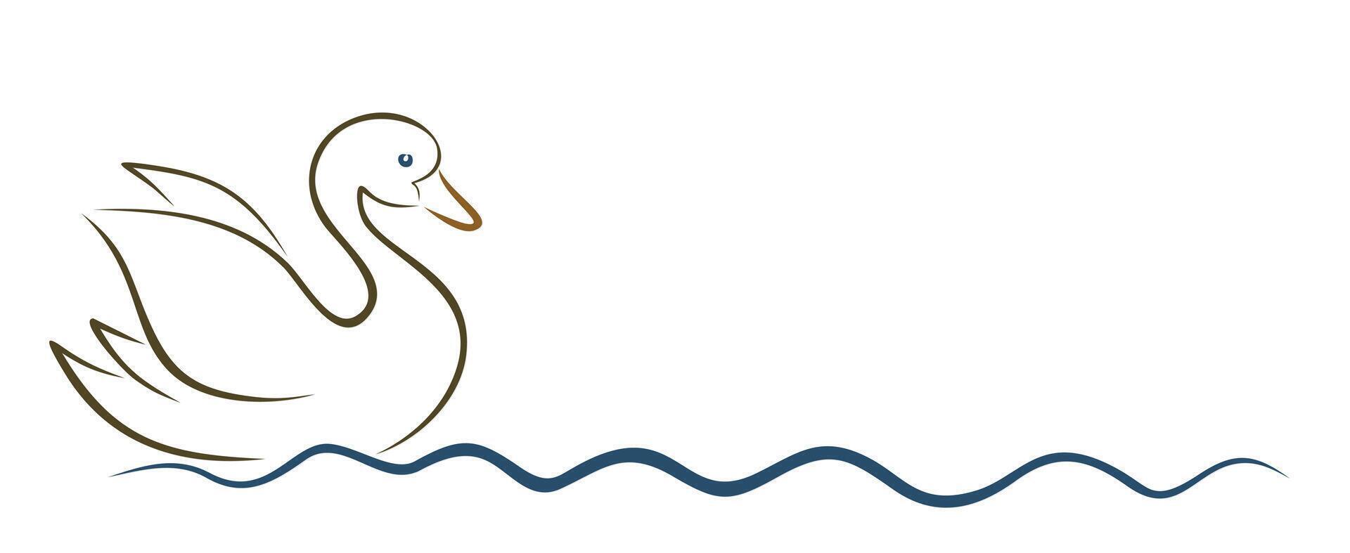 The Symbol of wild duck with a blue wave. vector