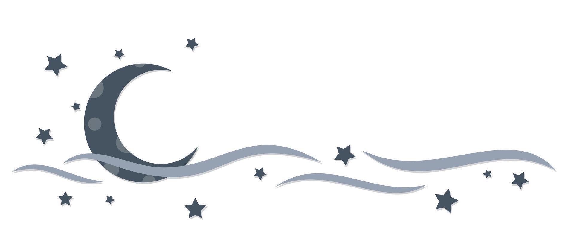 A logo with the moon and stars. vector