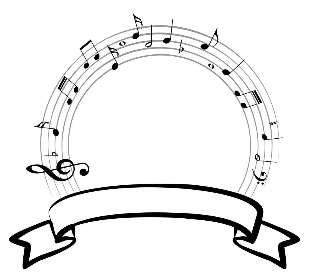 The round frame with musical notes. vector