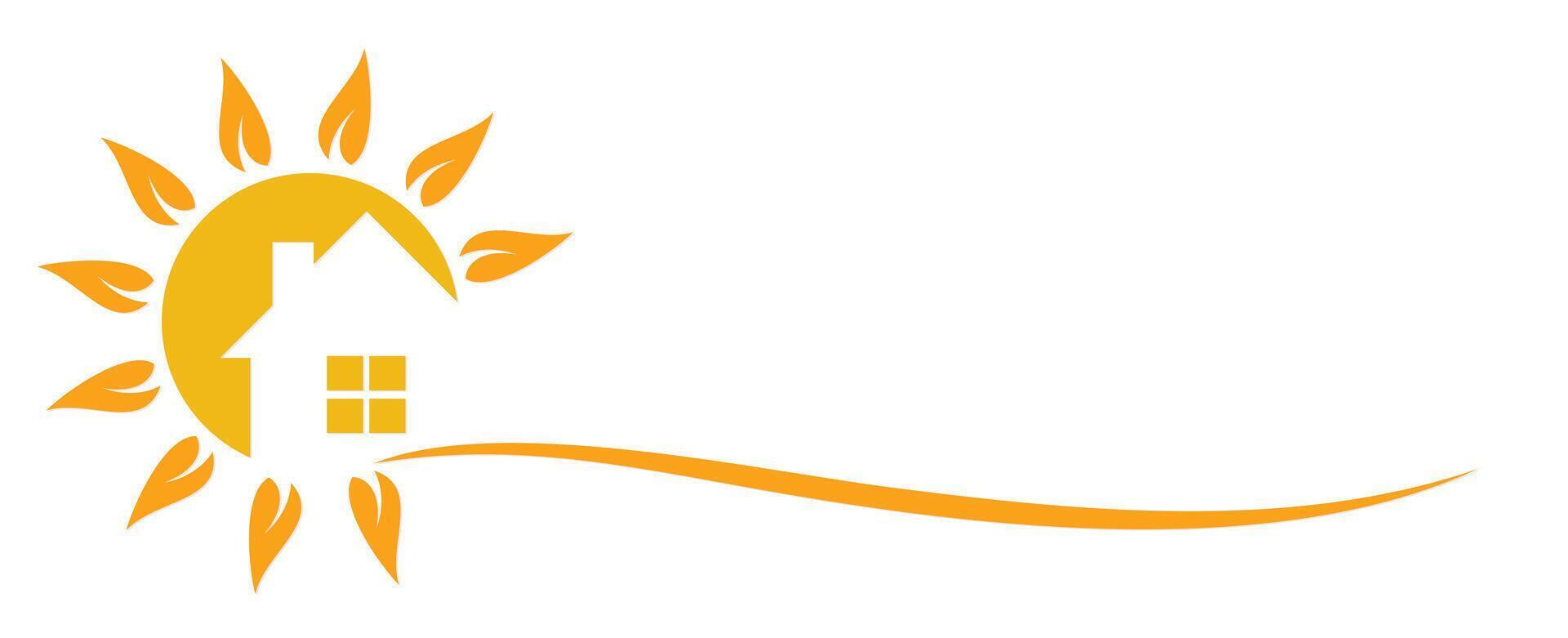 A logo of country house with sun. vector
