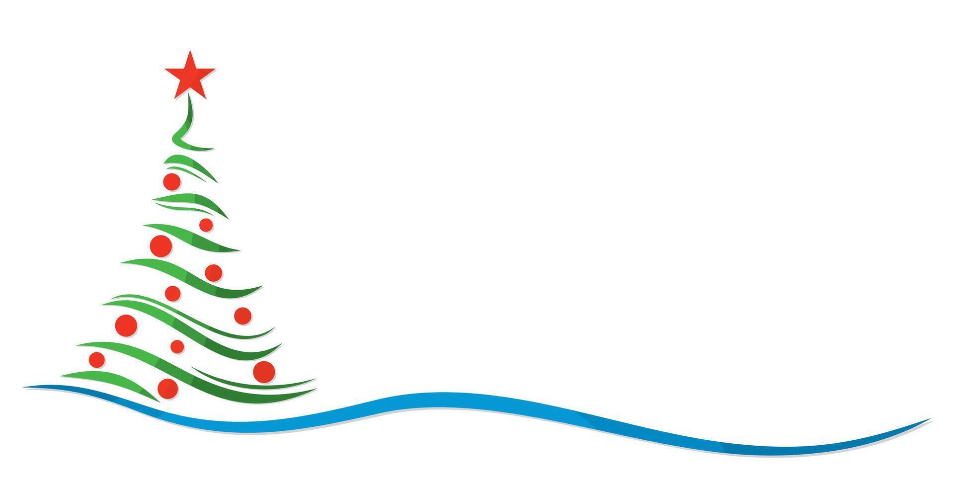 A New Year tree with red toys. vector