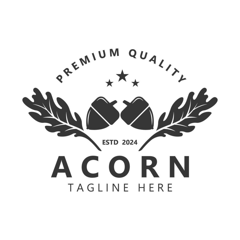 acorn and oak leaf logo design with creative idea vector