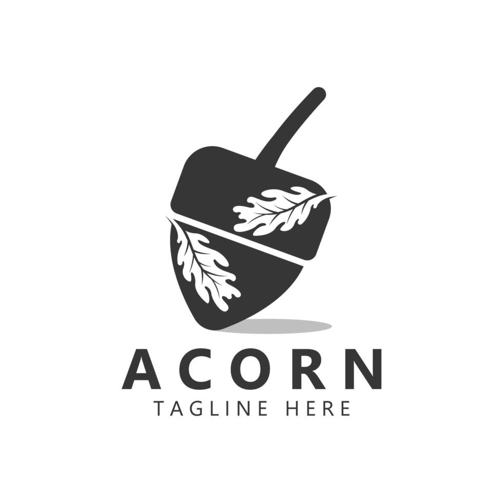 simple acorn logo design with leaves. vector