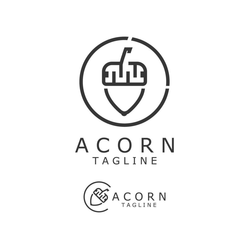 Acorn logo design with line art style vector