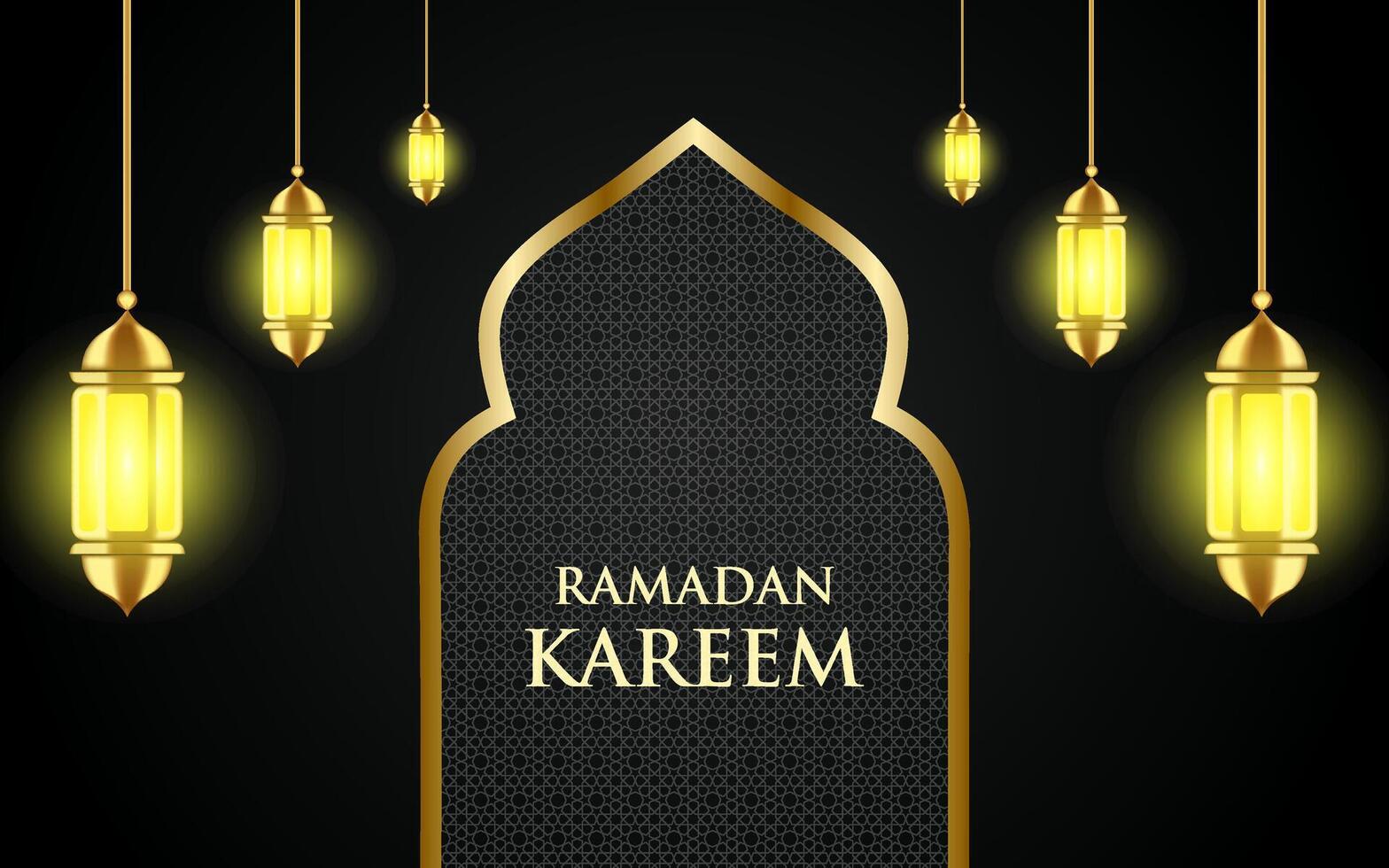 Creative Islamic new year design with hanging lanterns. vector