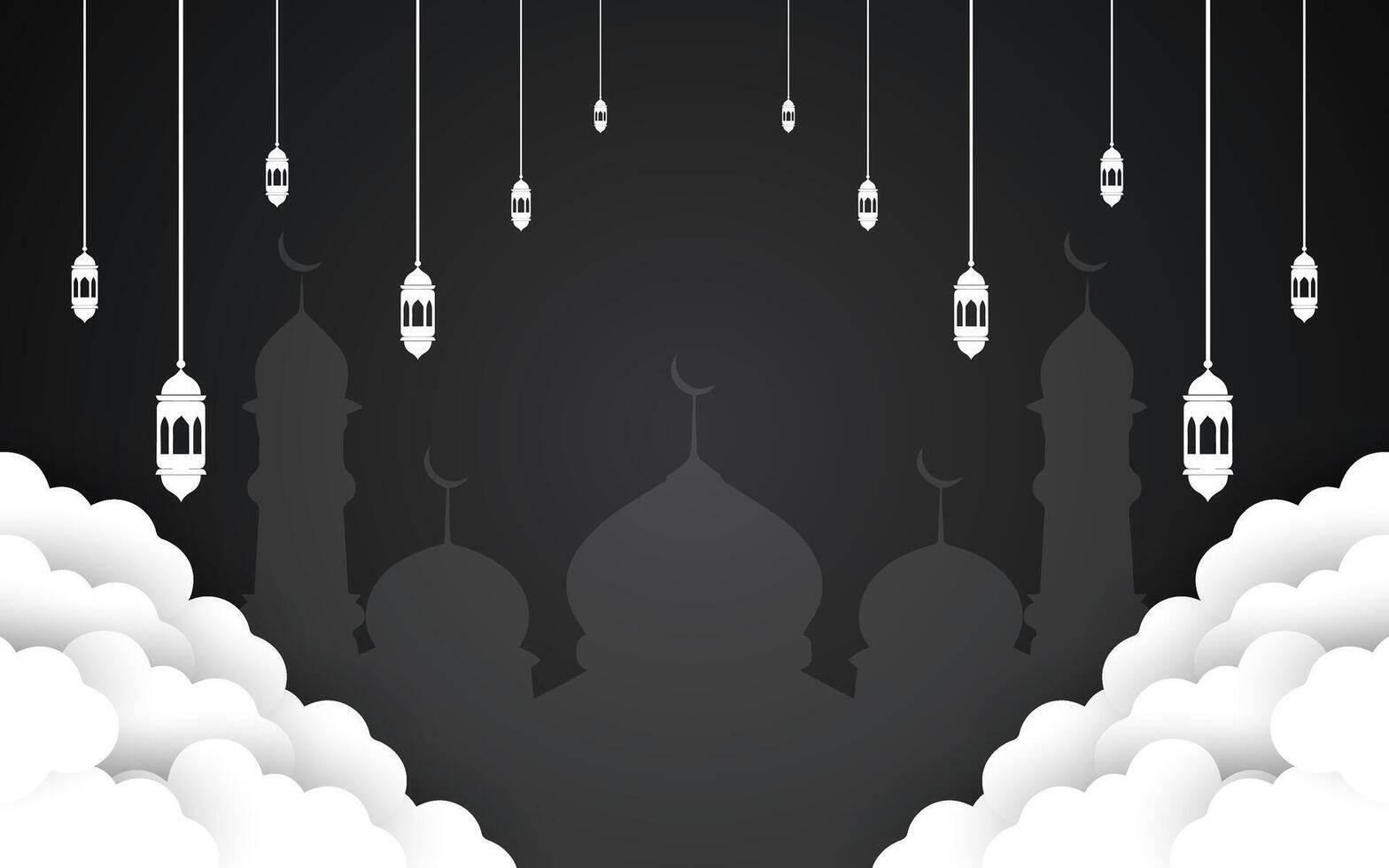 Ramadan Kareem elegant banner with mosque vector