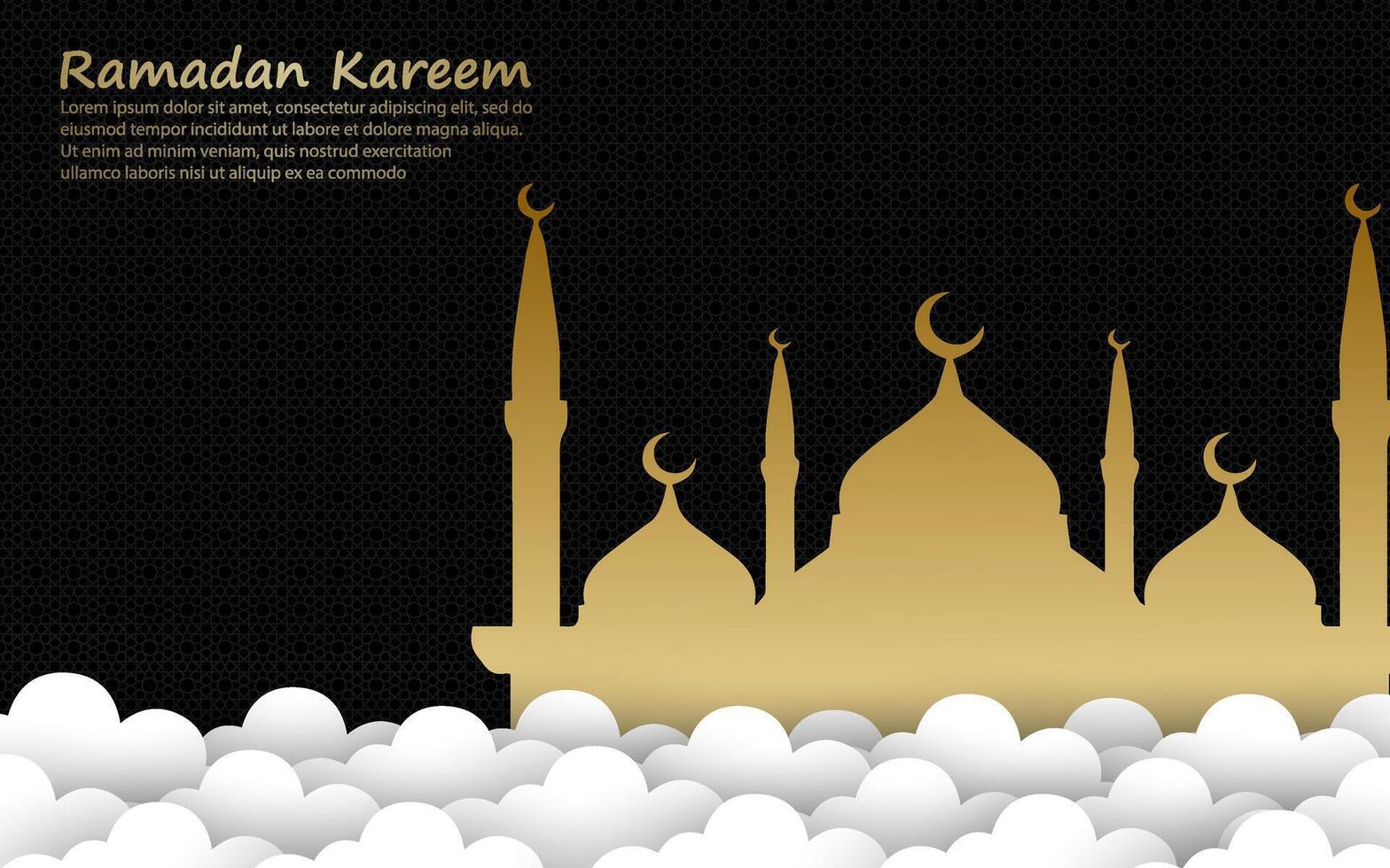 Ramadan kareem golden mosque vector