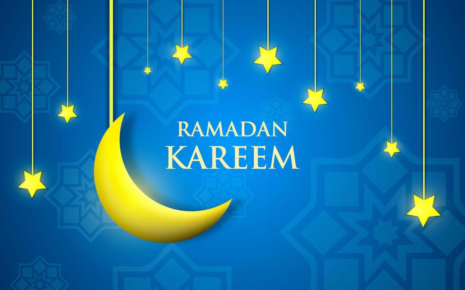 Ramadan Kareem design. Ramadan illustration with golden moon and stars on background for celebration of the holy month of Ramadan. vector