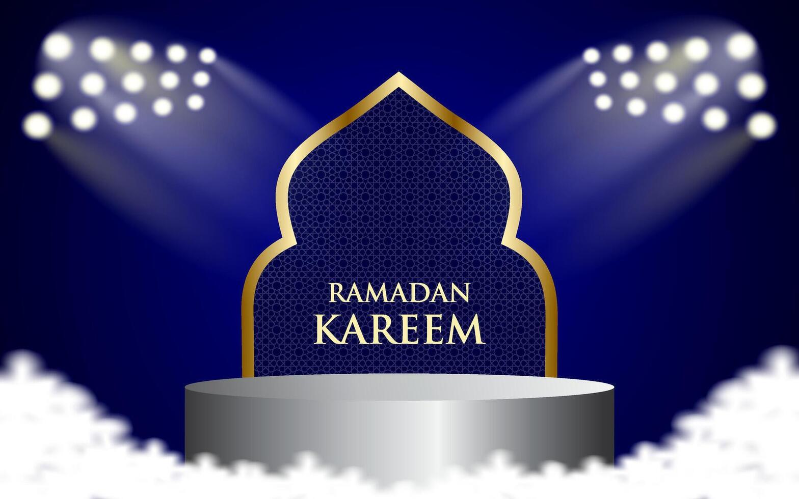 Ramadan kareem podium islamic background template vector
