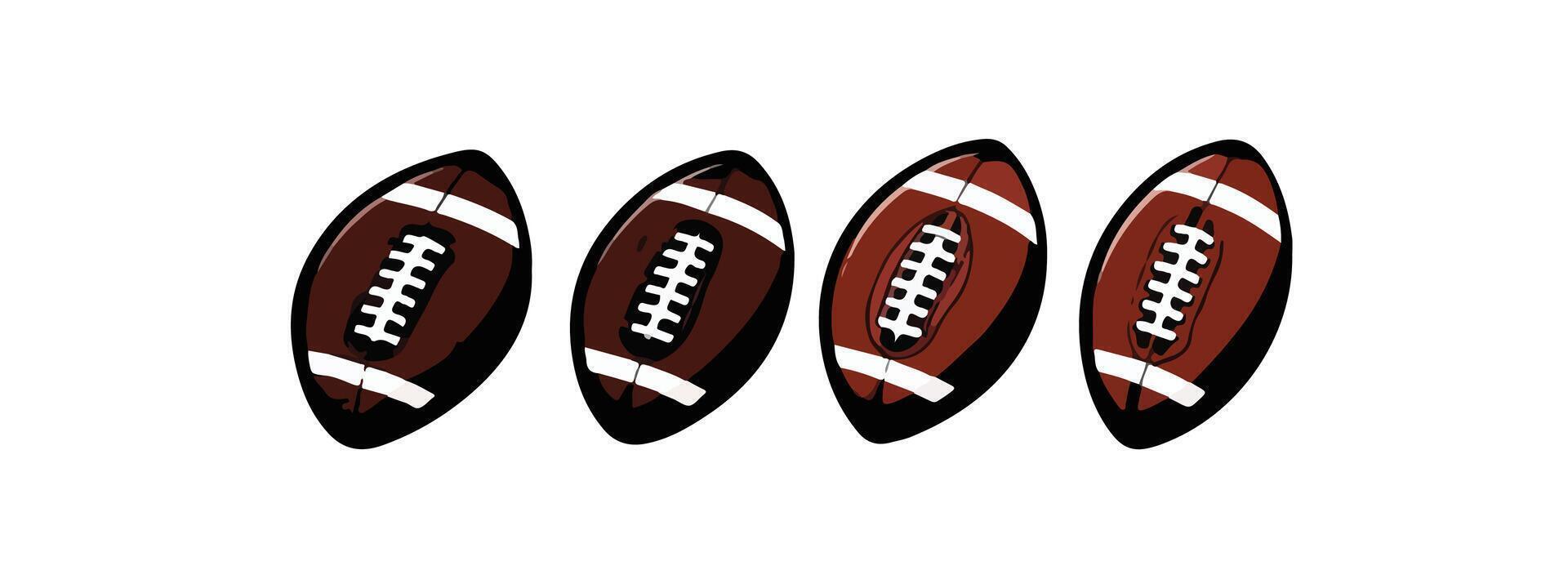 Print simple american football gridiron ball set of 4 vector