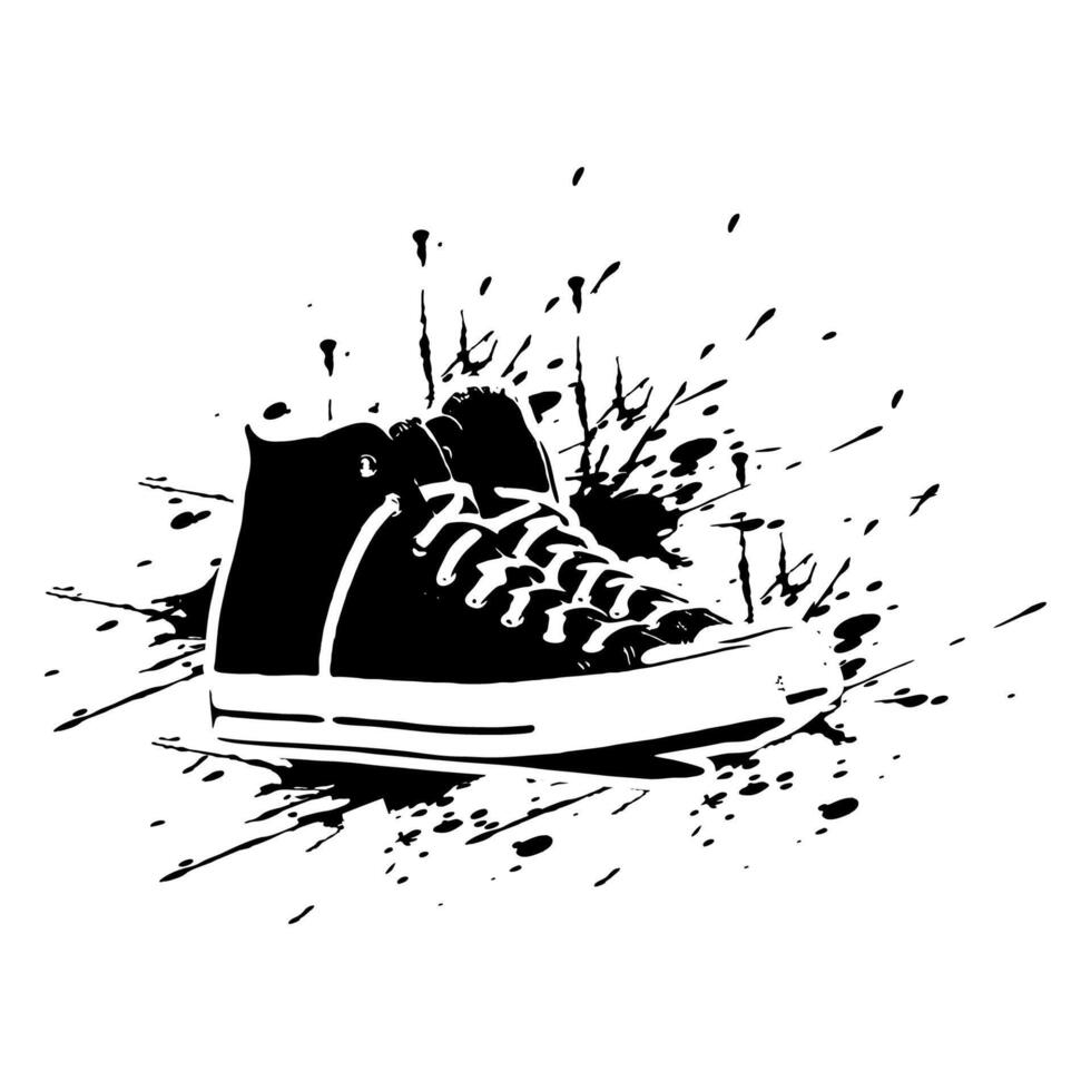 Grunge Sneakers Shoes art On White Background vector