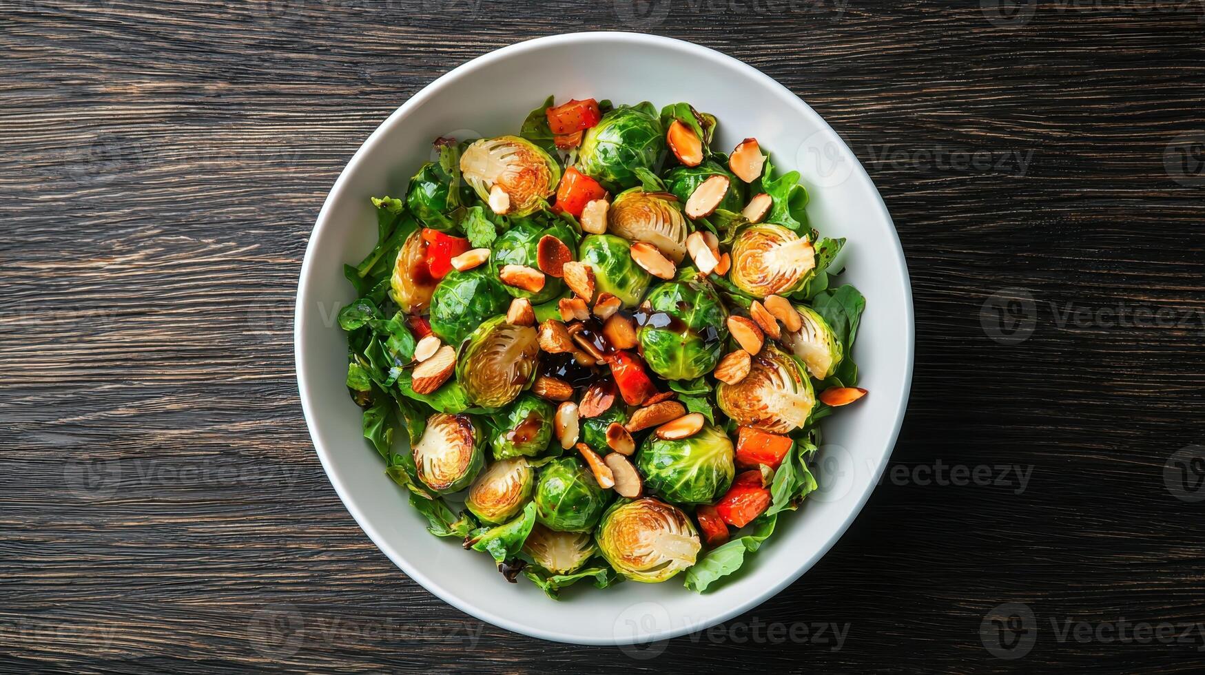 Healthy Food Revolution, Roasted brussels sprouts with balsamic glaze and toasted almonds photo