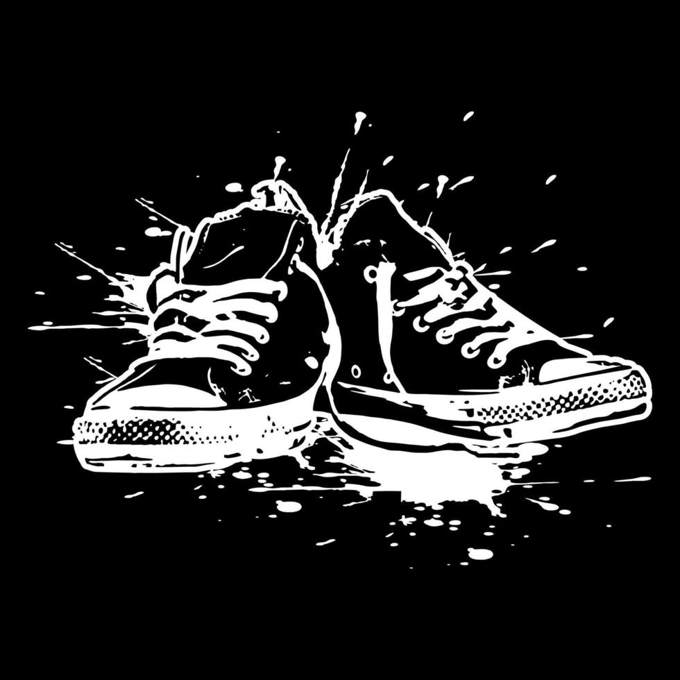 Grunge Sneakers Shoes brook on Black Background vector