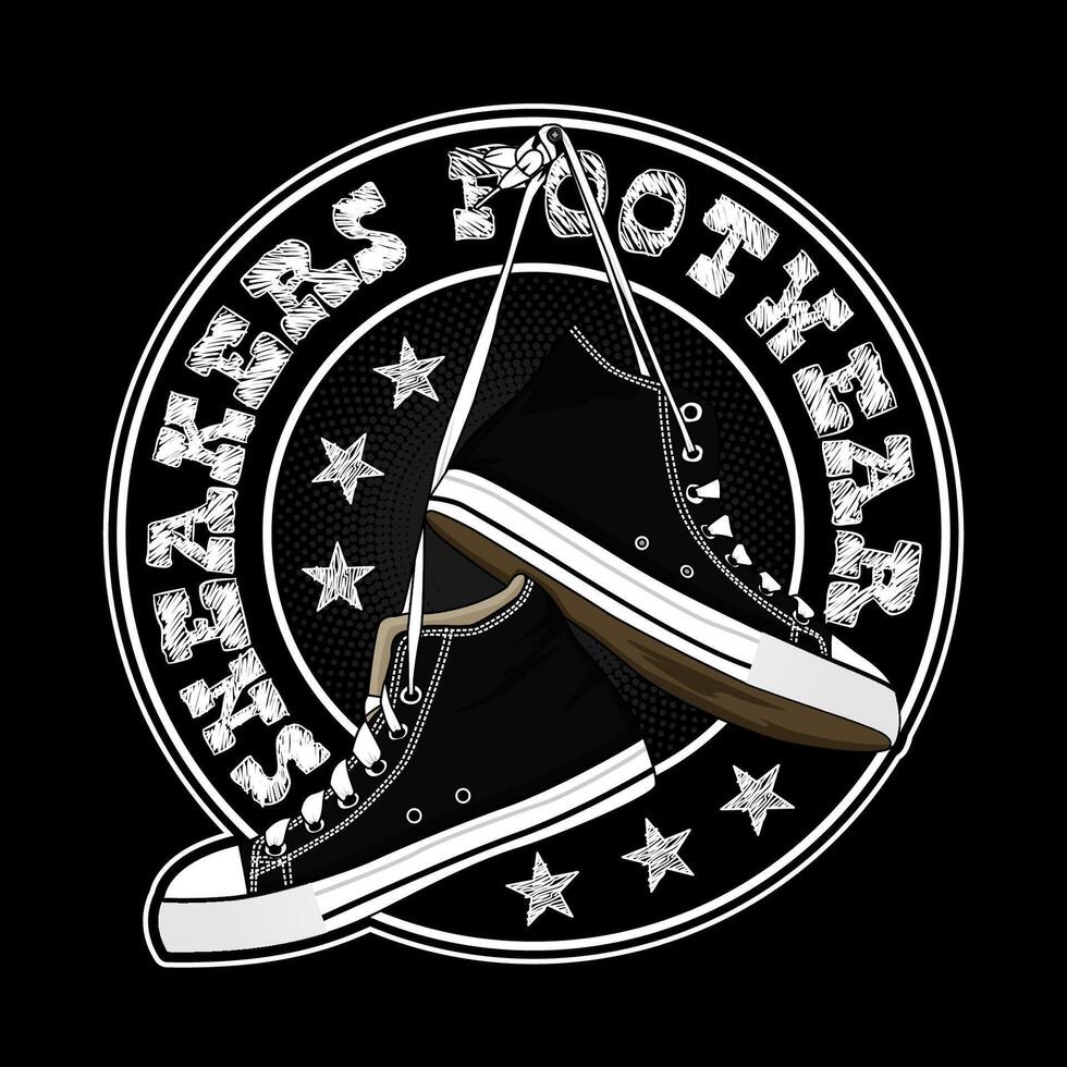 Sneakers Footwear Art Image And Illustrator With text effect vector