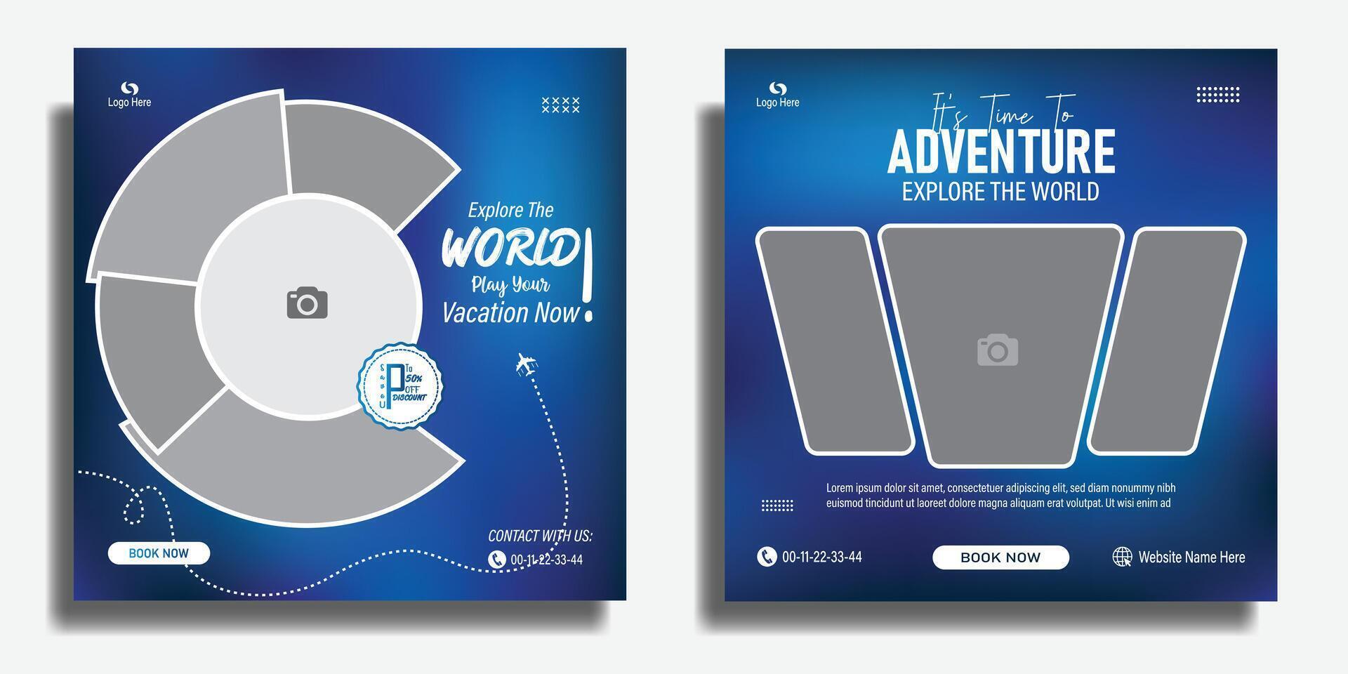 Relaxed travel social media post template vector