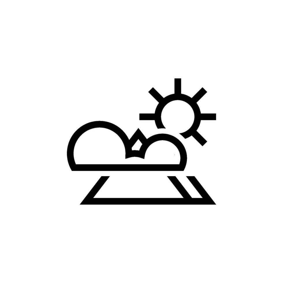 simple logo or icon of mountain with cloud and sun vector